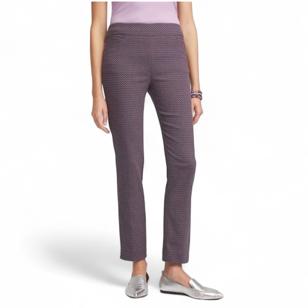 Chico's Pull On Ankle Pants Elastic Waist Purple and black Texture Size 1.5